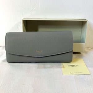 NWT Moncrief London Tillie Large Leather Wallet, Dove Grey